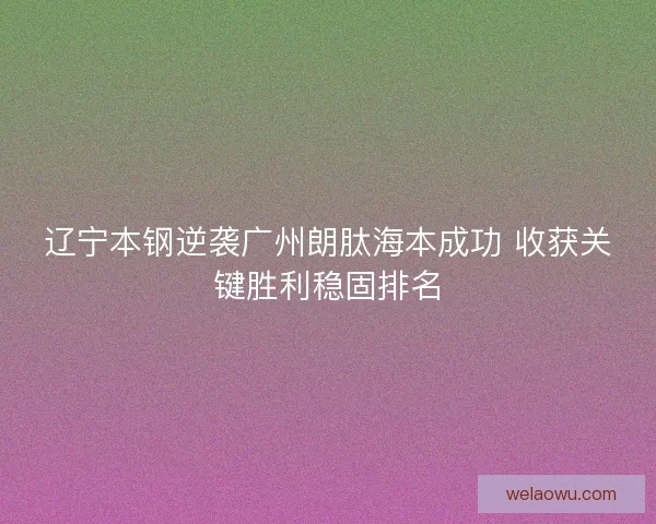 辽宁本钢逆袭广州朗肽海本成功 收获关键胜利稳固排名